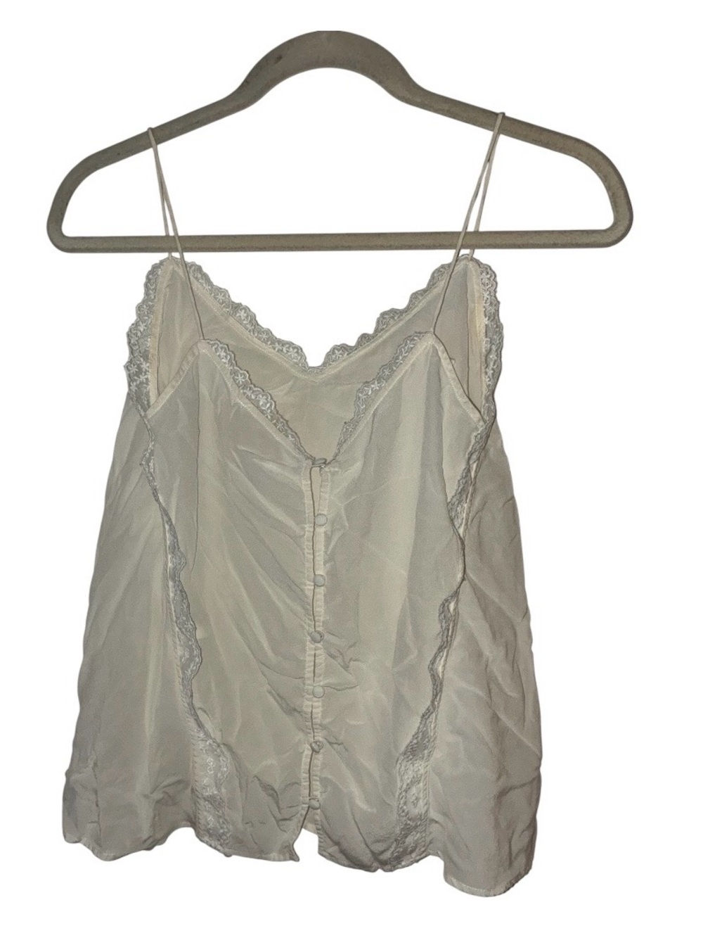 Sézane camisole 100% silk Lace-Trim Camisole Top in Cream Sz 36